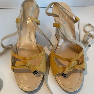 Tod’s Women Suede Peep Toe Wedges Sandals EU 38 US 7